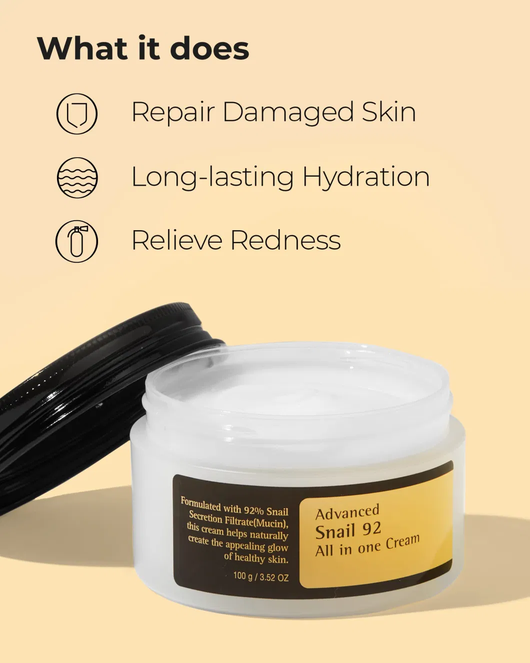 Beauty Cosmetics Skin Care Snail Face Cream Lock in Water and Repair Skin