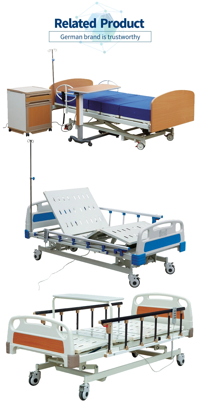 Cheap Adjustable Nursing Homecare 3 Motor Hospital Electric Bed (TN-831A)